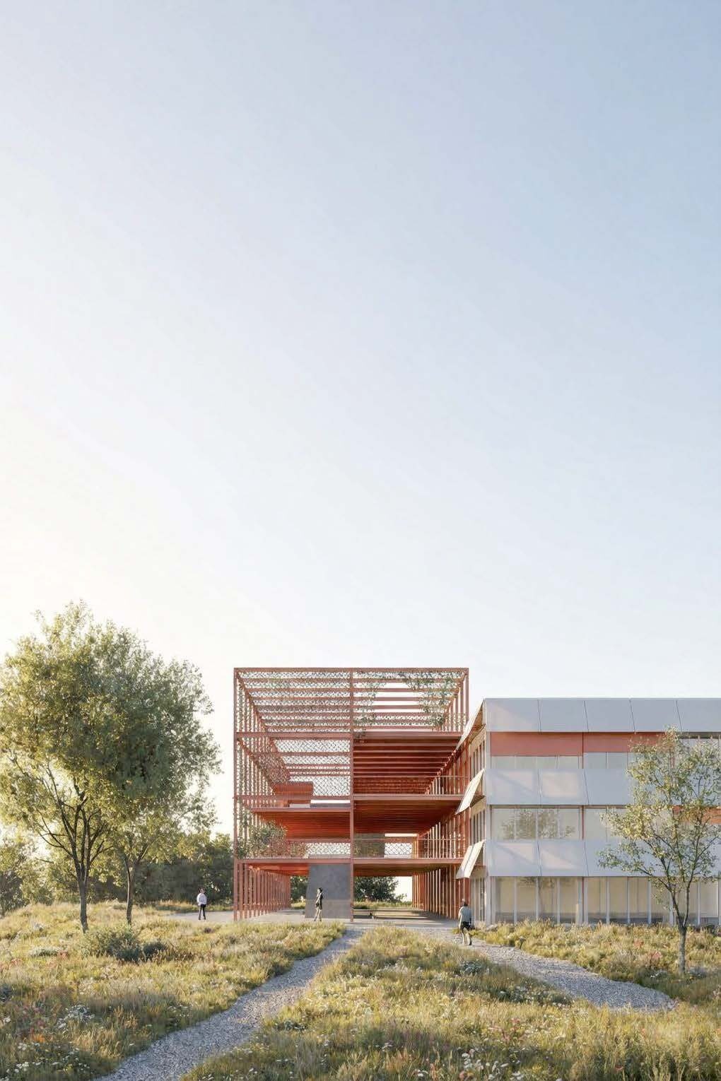 « L’école comme terrain de jeu », Yverdon-les-Bains VD
Travail de semestre de John Castella, Haute école d’ingénierie et d’architecture de Fribourg HEIA-FR
Enseignant·e·s : Philipe Gloor, Cristina Gonzalo Nogués
En collaboration avec la Ville d’Yverdon-les-Bains et le canton de Vaud
Image : rendu du préau vertical, © John Castella / HEIA-FR
