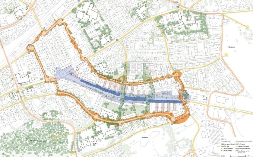 « Concept urbanistique », cité Geyisried, Biel/Bienne
Travail de groupe de Heidemarie Tauber, Thibault Koulmey, Louise Wedlich et Nathan Storder, Haute école spécialisée bernoise BFH
Enseignant·e·s : Prof. Stanislas Zimmermann, Gabriela Mazza, Gaëtan Iannone
Image : plan d’ensemble, © Heidemarie Tauber, Thibault Koulmey, Louise Wedlich, Nathan Storder / BFH